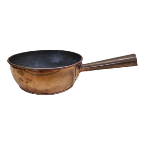 Antique Hand-Forged Copper Saucepan W/ Hollow Riveted Handle — 10.5"