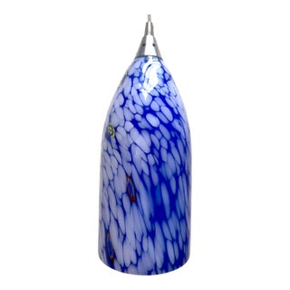 Blue Hand Blown Art Glass Pendant Lamp For Sale