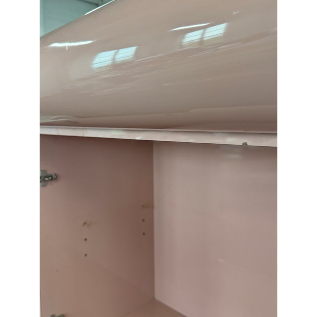 1980s Postmodern Pink Laminate Bullnose Tallboy Dresser For Sale - Image 10 of 10