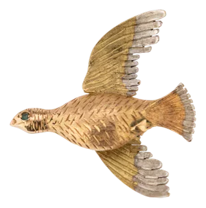 20th Century British 18k Three-Colour Gold Grouse Brooch, 1964