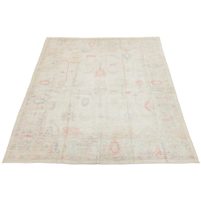 10x14 Ethereal Blush & Cream Modern Oushak Style Wool Area Rug For Sale - Image 11 of 12