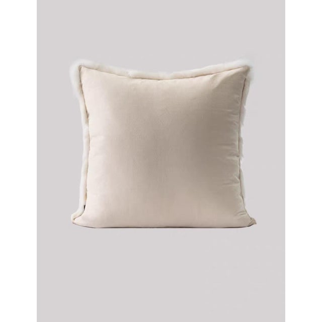 Contemporary 18-Inch Natural Imitation Fox Fur Throw Pillow For Sale - Image 3 of 9