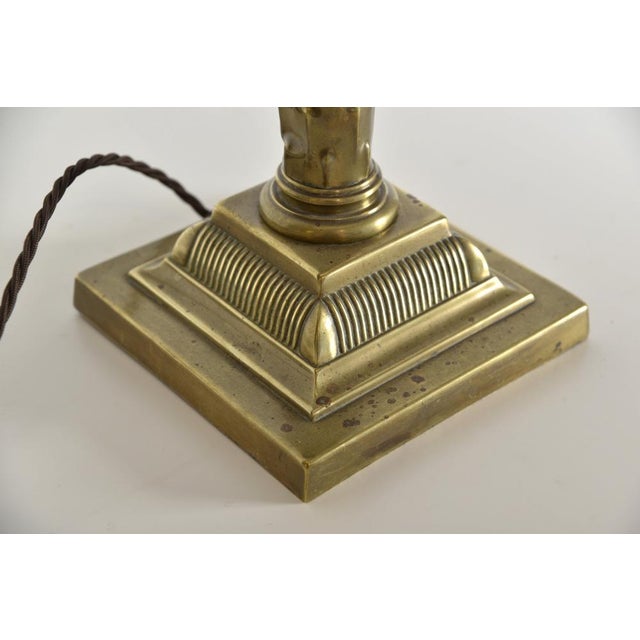 Goldenrod Antique Corinthian Column Brass Repousse Table Lamp, 1880 For Sale - Image 8 of 10