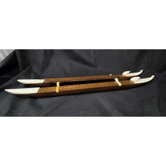 Tribal Vintage Cribbage Board Game - Style of John Roberts 20-3/4" Long With 10 Pegs For Sale - Image 3 of 17
