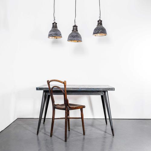 1940’s original holophane mottled prismatic pendant lamps. Holophane was founded in france in the late 19th century and...
