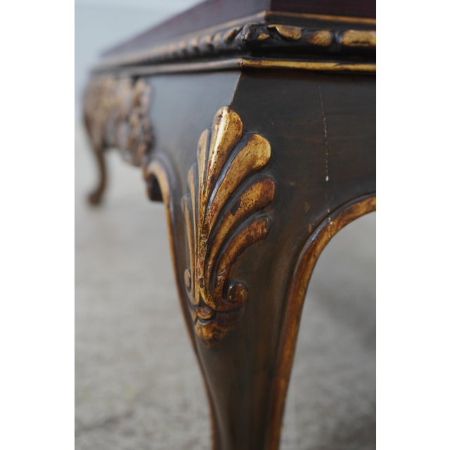 Red Vintage Red & Gold Lacquered Chinoiserie Style Coffee Table For Sale - Image 8 of 12
