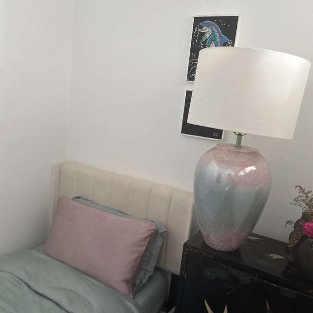 1980’s Postmodern Iredescent Pastel Drip Glaze Monolith Lamps by Sunset For Sale - Image 10 of 10