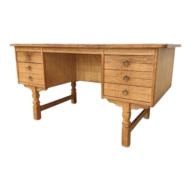 Mid 20th Century Danish Brutalist Desk by Henning Kjærnulf, Attributed For Sale
