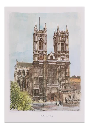1970s After Bernard Smith "Westminster Abbey", English Traditional Vintage Print