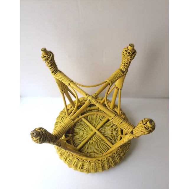 Wicker Stool Yellow For Sale - Image 12 of 12