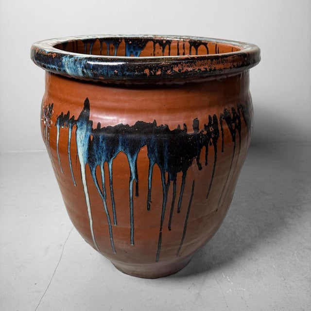 Large Japanese Drip Glazed Stoneware Tsubo Jar, 1970s For Sale - Image 9 of 18