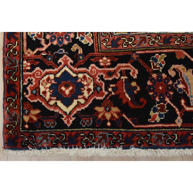 Heriz Rug 8’4” X 12′ Red Wool Vintage Tribal Hand-Knotted Oriental Carpet For Sale - Image 12 of 15
