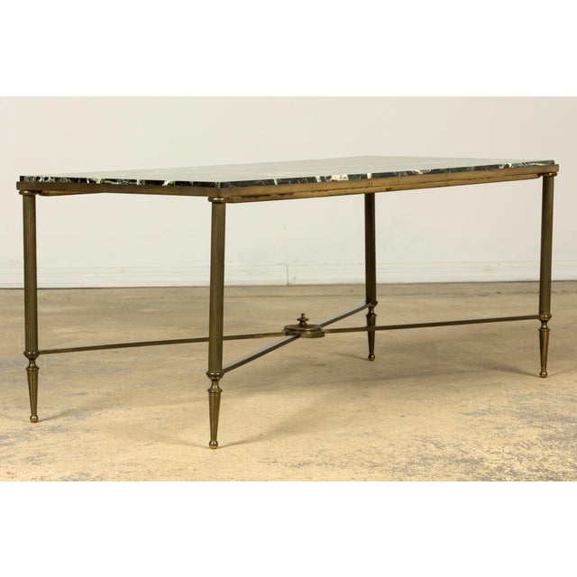 Mid-20th Century French Maison Jansen Style Brass and Green Marble Coffee Table For Sale - Image 17 of 18