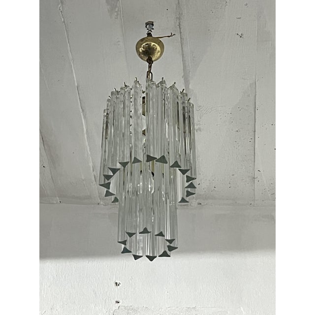 1960s Mid-Century Chandelier with Three-Lobed Murano Glass attributed to Venini, 1960s For Sale - Image 5 of 11