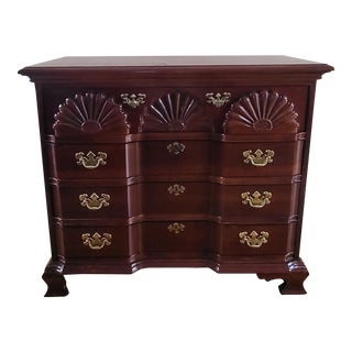 1980s Cherry American Drew Chippendale Style Block Front Goddard Chest For Sale
