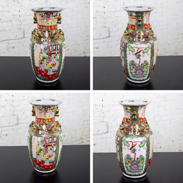 Mid to Late 20th Century Asian Porcelain Rose Medallion Vase Andrea by Sadek Hand Painted For Sale - Image 6 of 18