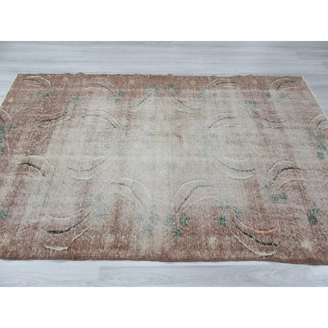 Vintage Distressed Turkish Art Deco Rug - 5'11" X 9'3" For Sale - Image 4 of 6