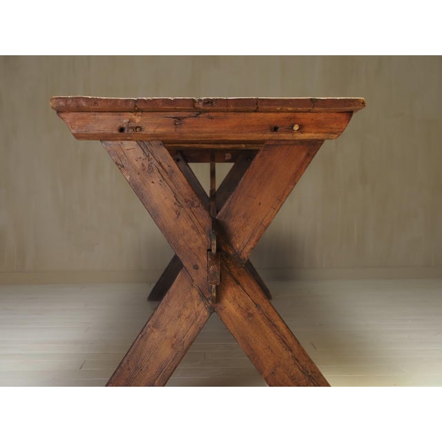 19th Century X Frame Trestle and Cross Strecther Base Table For Sale - Image 10 of 18