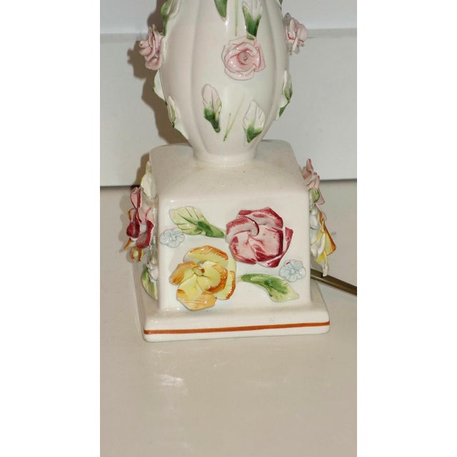 Vintage Italian Porcelain Fabric Shade Table Lamp, 1970s For Sale - Image 6 of 9
