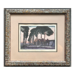 Yoshijiro Urushibara - Outskirts of a Flemish Town, Signed 1924, Color Woodcut