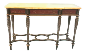 Chinoiserie and Faux Painted Marble Top Console