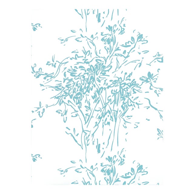 Sample - The House of Scalamandré Kurt Wallpaper, Turquoise For Sale