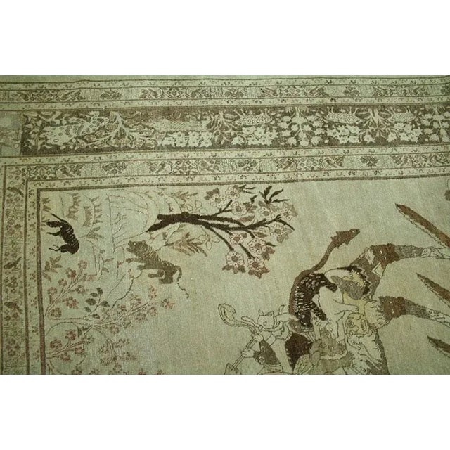 Late 19th Century Antique Pictorial Persian Haji Jalili Tabriz Rug For Sale - Image 5 of 9