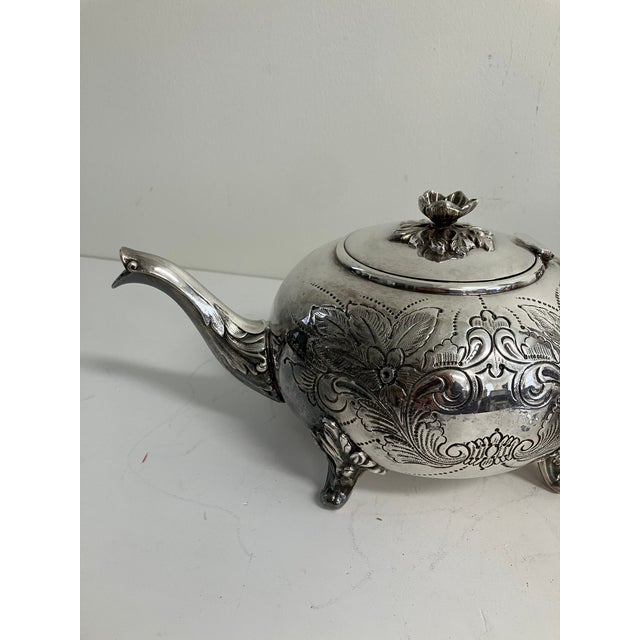 Antique Sheffield Hand-Chased Silverplate Coffee Pot & Teapot – Set of 2 For Sale - Image 13 of 17
