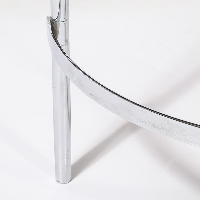 Art Deco Machine Age Demilune Side Table in Polished Chrome & Black Lacquer For Sale In New York - Image 6 of 7