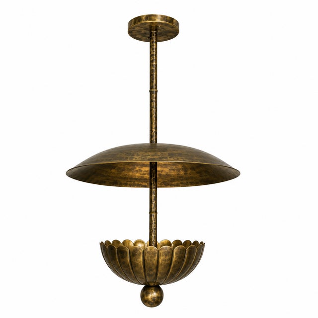 Antique Brass Flush Mount Ceiling Light, Handmade Brass Flower Petal Ceiling Fixture, Art Deco Ceiling Lamp for Bedroom Hallway Dining Room 18x30 For Sale - Image 12 of 13