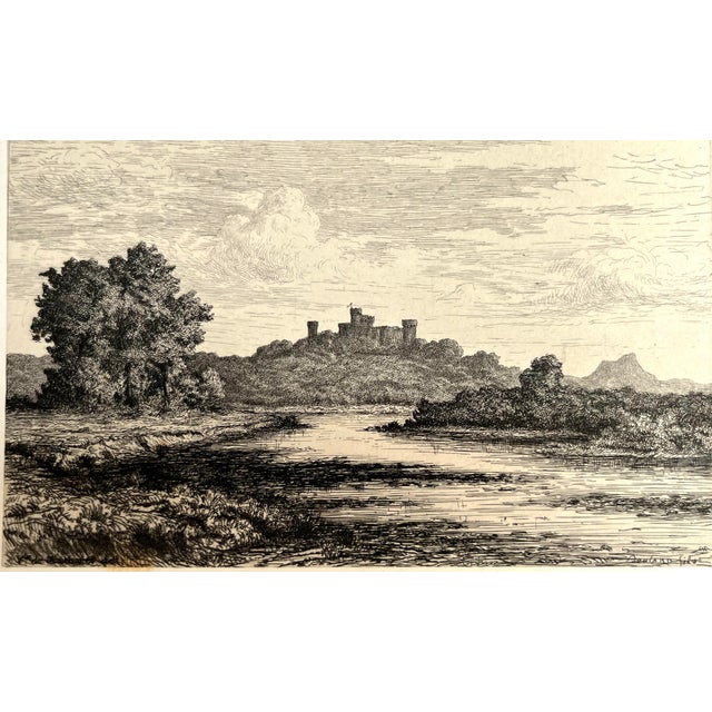 A original antique French etching of The Château de la Grange Fort. Framed and matted signed in the plate. Measuring 9x11”...