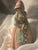 Metal Antique Cast Iron Doorstop W Victorian Lady in Peachy Pink Colonial Attire & Sunflower Bonnet For Sale - Image 7 of 12