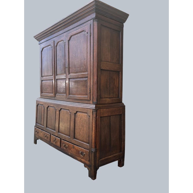 A large solid oak Storage Armoire / Linen Cabinet / possible Kitchen Cabinet ?. A 2 part cabinet with open upper space for...