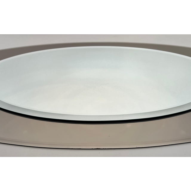 Glass Large oval mirror by Fontana Arte. Circa 1970 For Sale - Image 7 of 13
