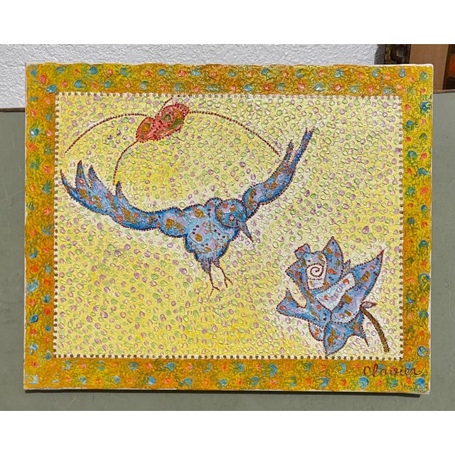 Folk Art Madeline Christine Clavier, Whimsical French Folk Art, Naive, Oil Painting Madeline Marie Christine Clavier For Sale - Image 3 of 9