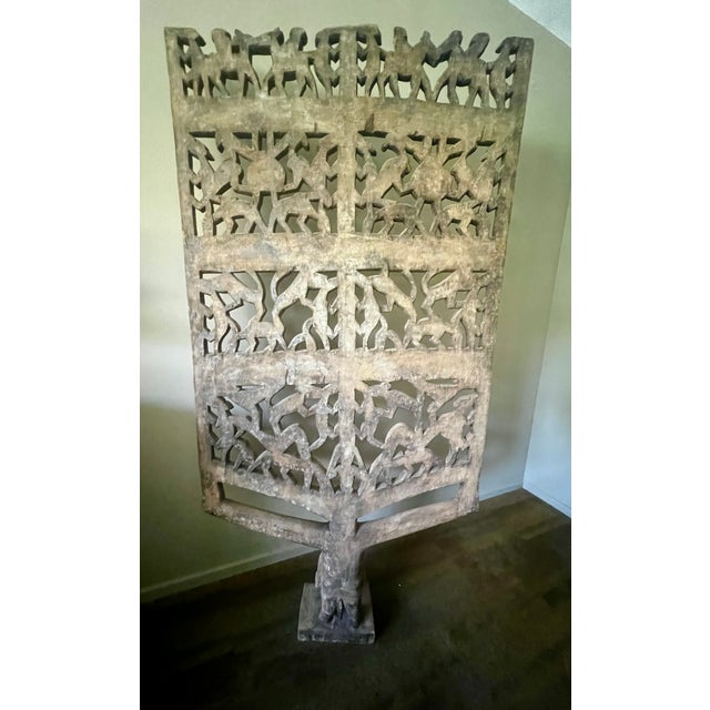 Mid 20th Century Large West African Carved Wood Screen For Sale - Image 4 of 11