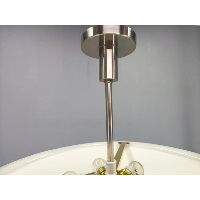 Metal Bauhaus Pendant Light in Nickel and Glass, 1930s For Sale - Image 7 of 10