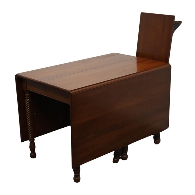 Brown Willett Furniture Solid Wildwood Cherry Traditional Federal Style 85" Drop Leaf Dining Table W. Rope Twist Legs 6552 For Sale - Image 8 of 12