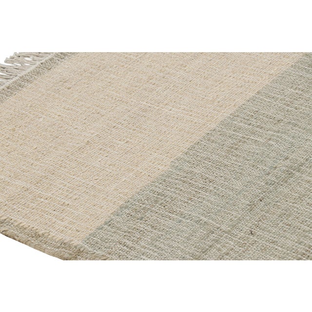 Rug & Kilim’s Flatweave Rug in Beige-Brown with Green & White Geometric Patterns - 9x12 For Sale In New York - Image 6 of 7