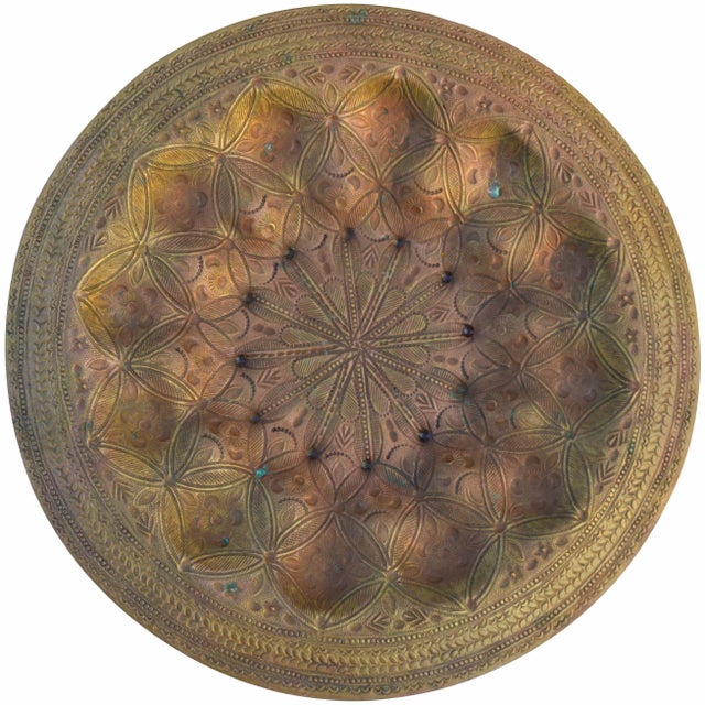 Moroccan Brass Tray W/ Engraved Details For Sale In New York - Image 6 of 6