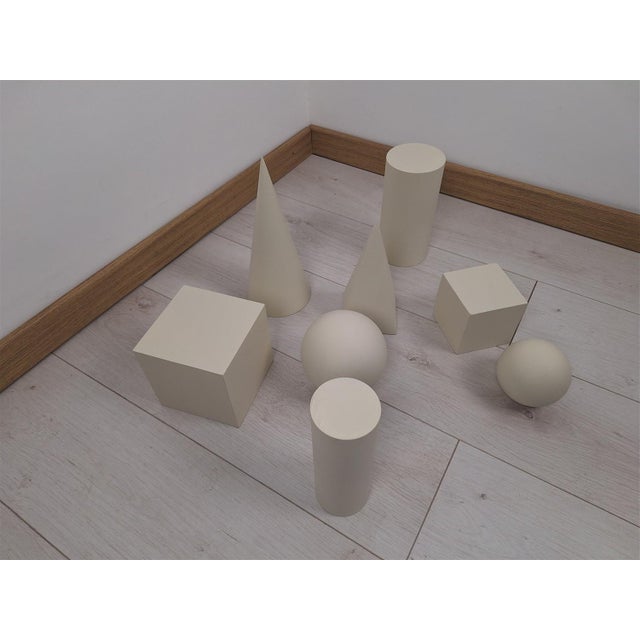 Wooden Geometric-Shape Ornaments in Ivory Lacquer from Molteni, 1990s, Set of 8 For Sale - Image 16 of 16