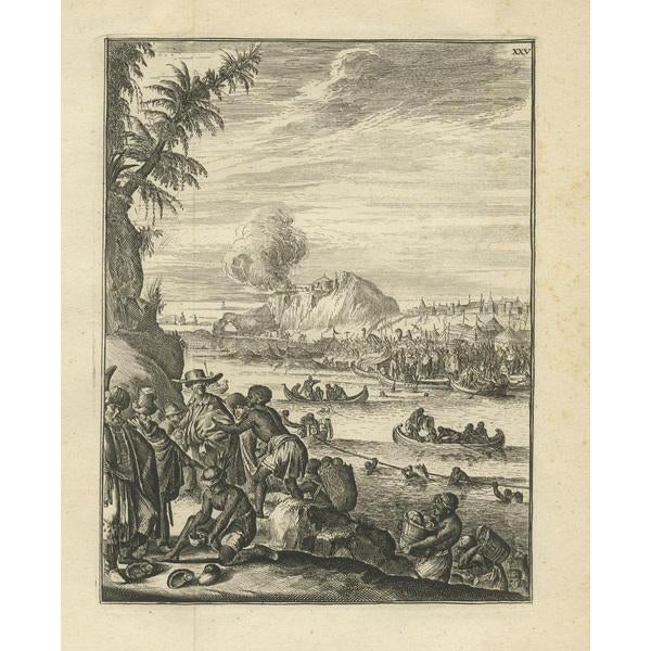 Late 18th Century After W. Schouten, Pearl Fishing, 1775, Engraving For Sale - Image 5 of 6