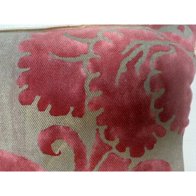 Modern Fortuny Decorative Pillow, Cotton & Silk, Venetian Floral Design For Sale - Image 3 of 5