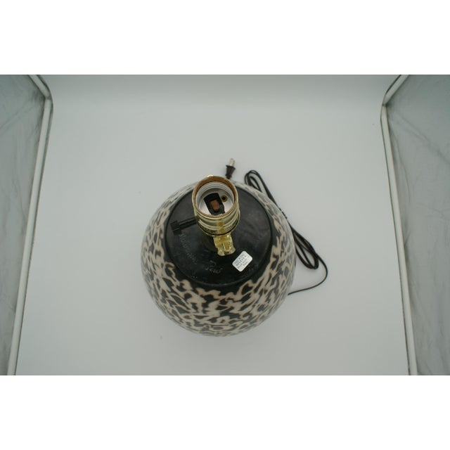 Late 20th Century Late 20th Century Black & Ivory Geometric Chulucanas Pottery Lamp – Handcrafted Peruvian Art Tribal Vase Desk Lamp For Sale - Image 5 of 7