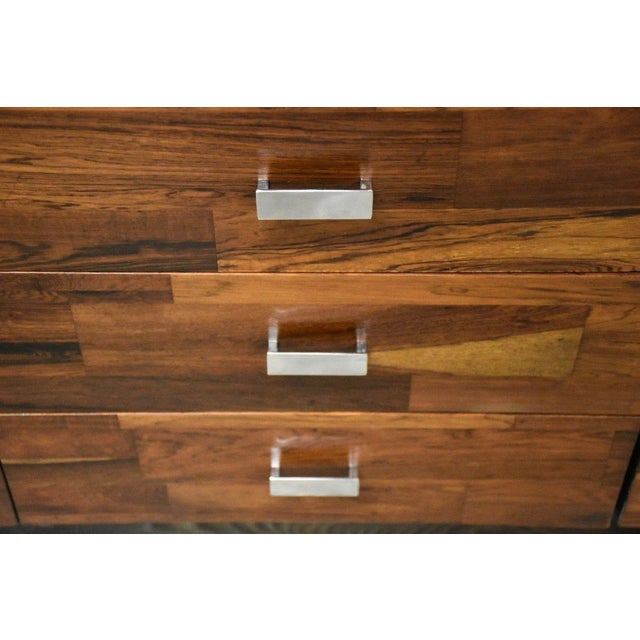 Wood 1960s Rosewood and Chrome Brutalist Dresser For Sale - Image 7 of 10