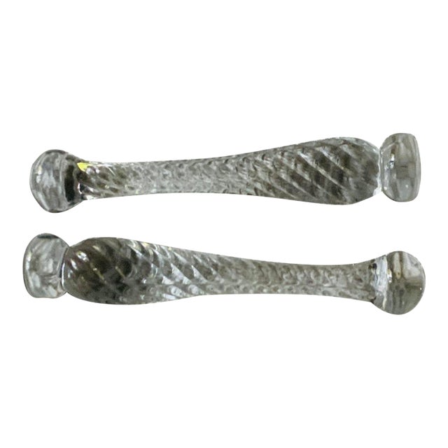 1930s Art Deco Cambridge Glass Cocktail Muddlers, Crystal Barware Pair, Nantucket Estate For Sale