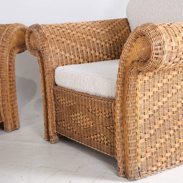 Wicker Rattan Lounge Set, 1970s, Set of 3 For Sale - Image 13 of 18