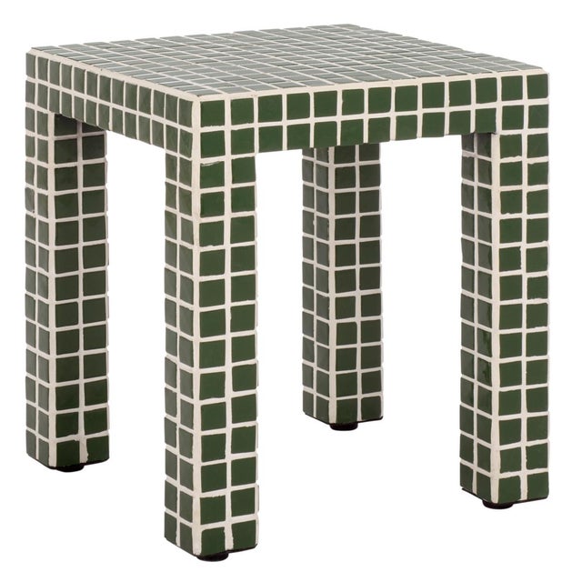 Hotaru Tile Accent Table in Dark Green For Sale In Philadelphia - Image 6 of 7