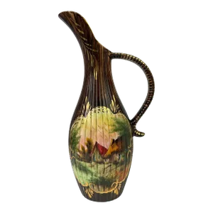 Vintage Hand-Painted Ceramic European Ewer