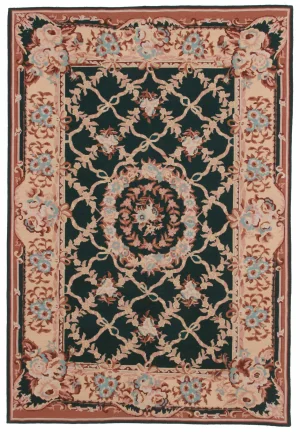 Vintage Hand Woven Wool Chinese Needlepoint Rug - 4′ × 6′